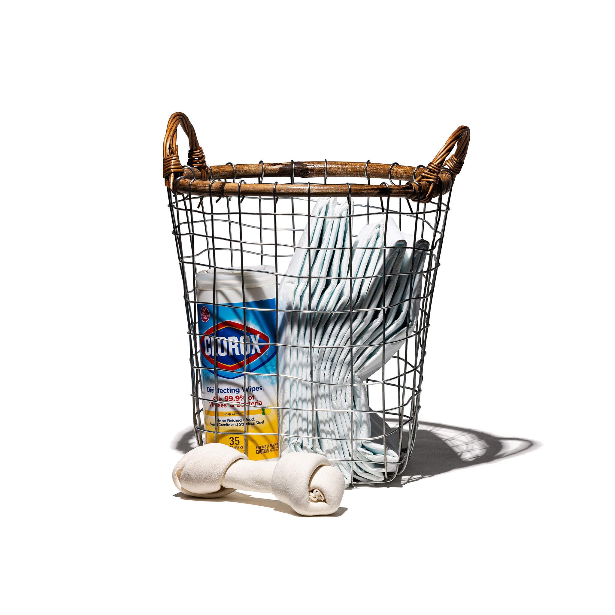 RATTAN TOP WIRE BASKET / Medium – PUEBCO AUSTRALIA