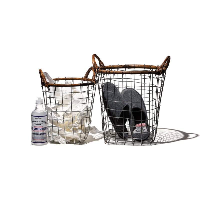 RATTAN TOP WIRE BASKET / Medium