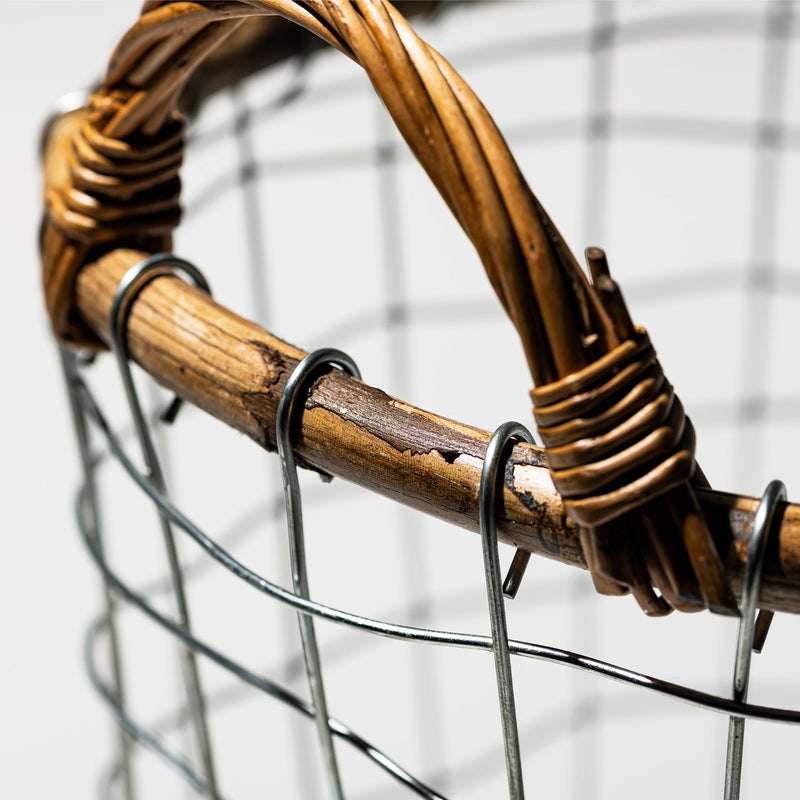 RATTAN TOP WIRE BASKET / Medium