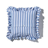 SHIRT FABRIC RUFFLE CUSHION COVER / White Stripe