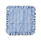 SHIRT FABRIC RUFFLE CUSHION COVER / White Stripe
