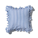 SHIRT FABRIC RUFFLE CUSHION COVER / White Stripe