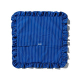 SHIRT FABRIC RUFFLE CUSHION COVER / Blue Stripe