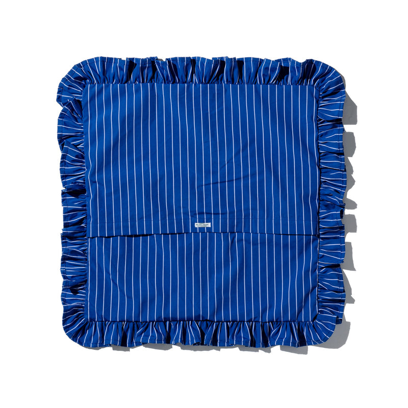 SHIRT FABRIC RUFFLE CUSHION COVER / Blue Stripe