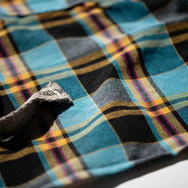 RECYCLED COTTON CHECK APRON / Blue