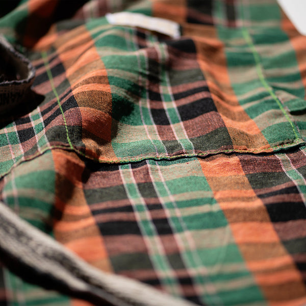 RECYCLE COTTON CHECK APRON / Green