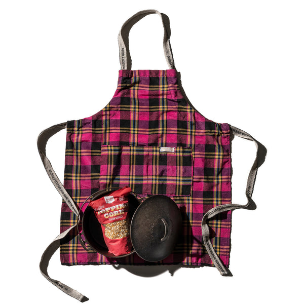 RECYCLED COTTON CHECK APRON / Pink