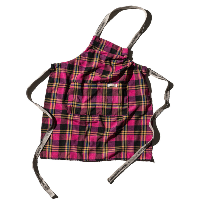 RECYCLED COTTON CHECK APRON / Pink