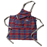 RECYCLED COTTON CHECK APRON / Red x Blue