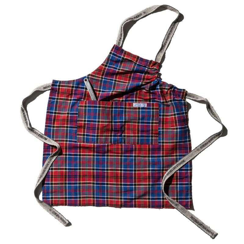 RECYCLED COTTON CHECK APRON / Red x Blue