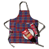 RECYCLED COTTON CHECK APRON / Red x Blue