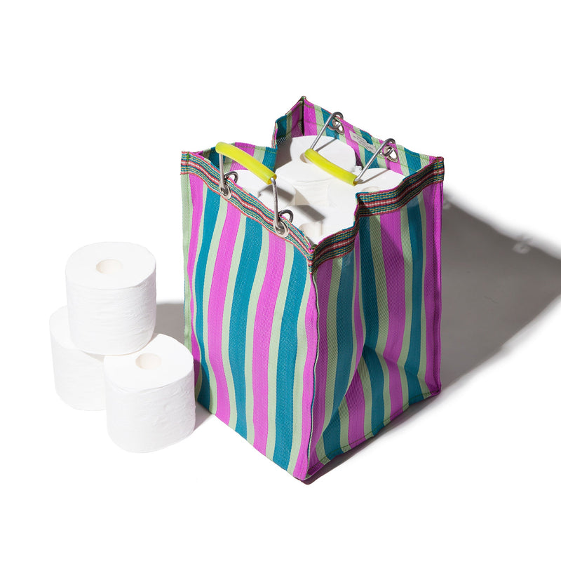 RECYCLED PLASTIC STRIPE BAG / Rectangle D26