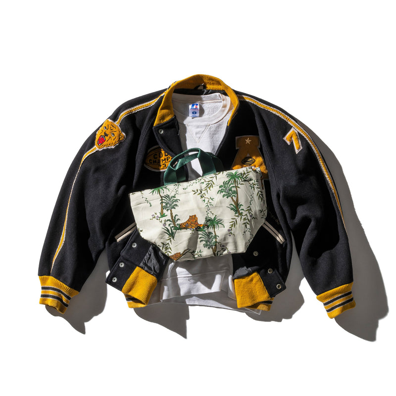 VINTAGE TENT FABRIC W/PRINTED PATTERN BAG / Jungle