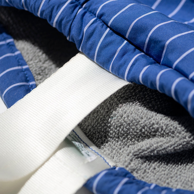 SHIRT FABRIC DRAWSTRING BAG / Blue Pencil Stripe