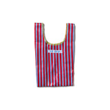 SCHOOL TIE FABRIC SMALL BAG / Red x Light Blue