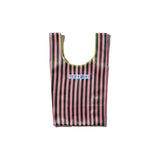 SCHOOL TIE FABRIC SMALL BAG / Dark Green x Pink