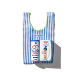 SCHOOL TIE FABRIC SMALL BAG / Light Blue x White