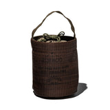 FLEXIBLE CONTAINER FABRIC DRAWSTRING BUCKET / DARK BROWN