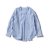 COTTON STRIPED SHIRT / V NECK
