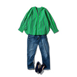 COTTON STRIPED SHIRT / V NECK