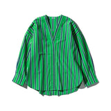 COTTON STRIPED SHIRT / V NECK