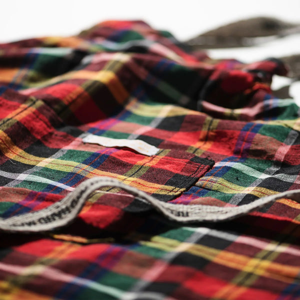 RECYCLED COTTON CHECK APRON / Red x Green