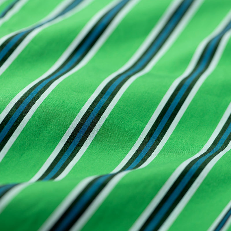SHIRT FABRIC RUFFLE CUSHION COVER / Green Stripe