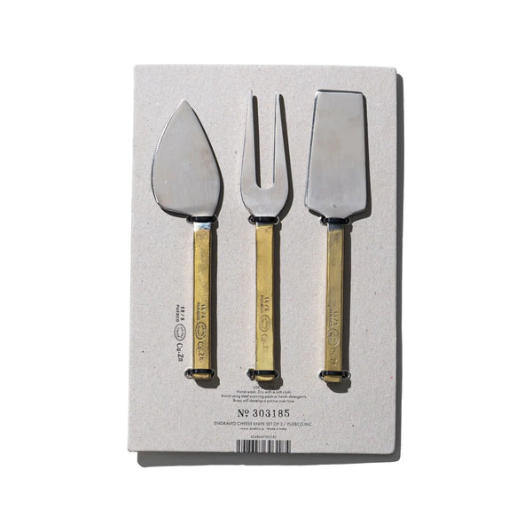 ENGRAVED CHEESE KNIFE SET OF 3