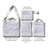 WHITE QUILTED SNOW JACKET 2-WAY BAG W/ZIPPER